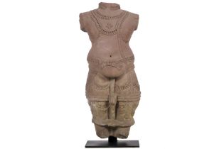 8th/9th Cent. Central Indian Gupta period "Hindu god (probably Kubera)" sculpture in sandstone ||