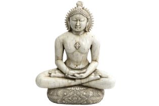 18th/19th Cent. Indian Gujarat "Jain or Jina" sculpture in white marble (stands for purity and