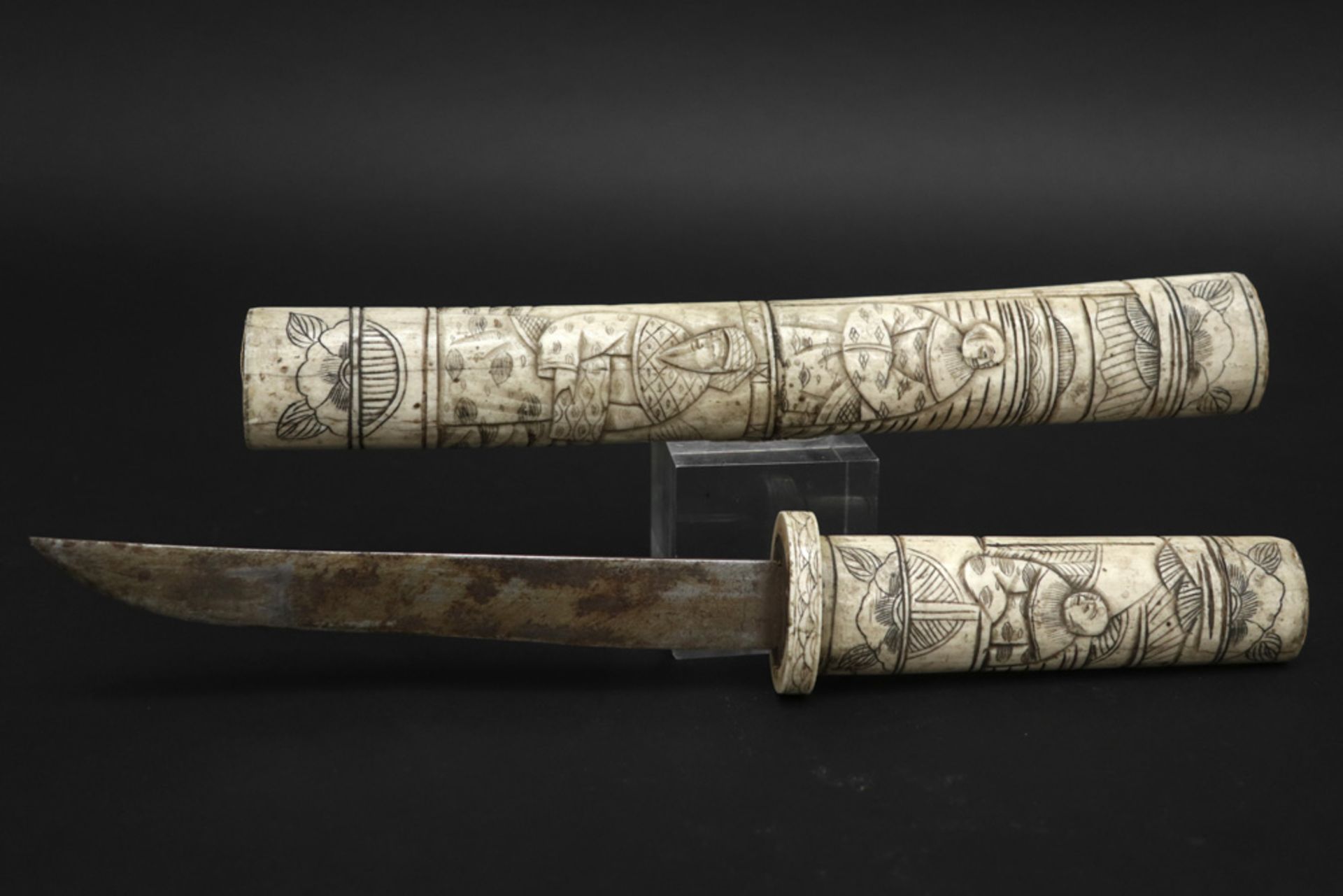 'antique' Chinese dagger with ivory grip and sheath - with EU CITES certification || 'Antieke' - Bild 3 aus 4