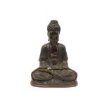 19th Cent. Vietnamese "Buddha" sculpture in lacquered teak wood with remains of gilding || VIETNAM -