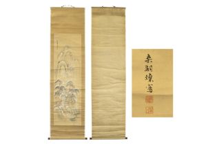 antique Chinese scroll with a "snow landscape" painting || Antieke Chinese scroll met schildering
