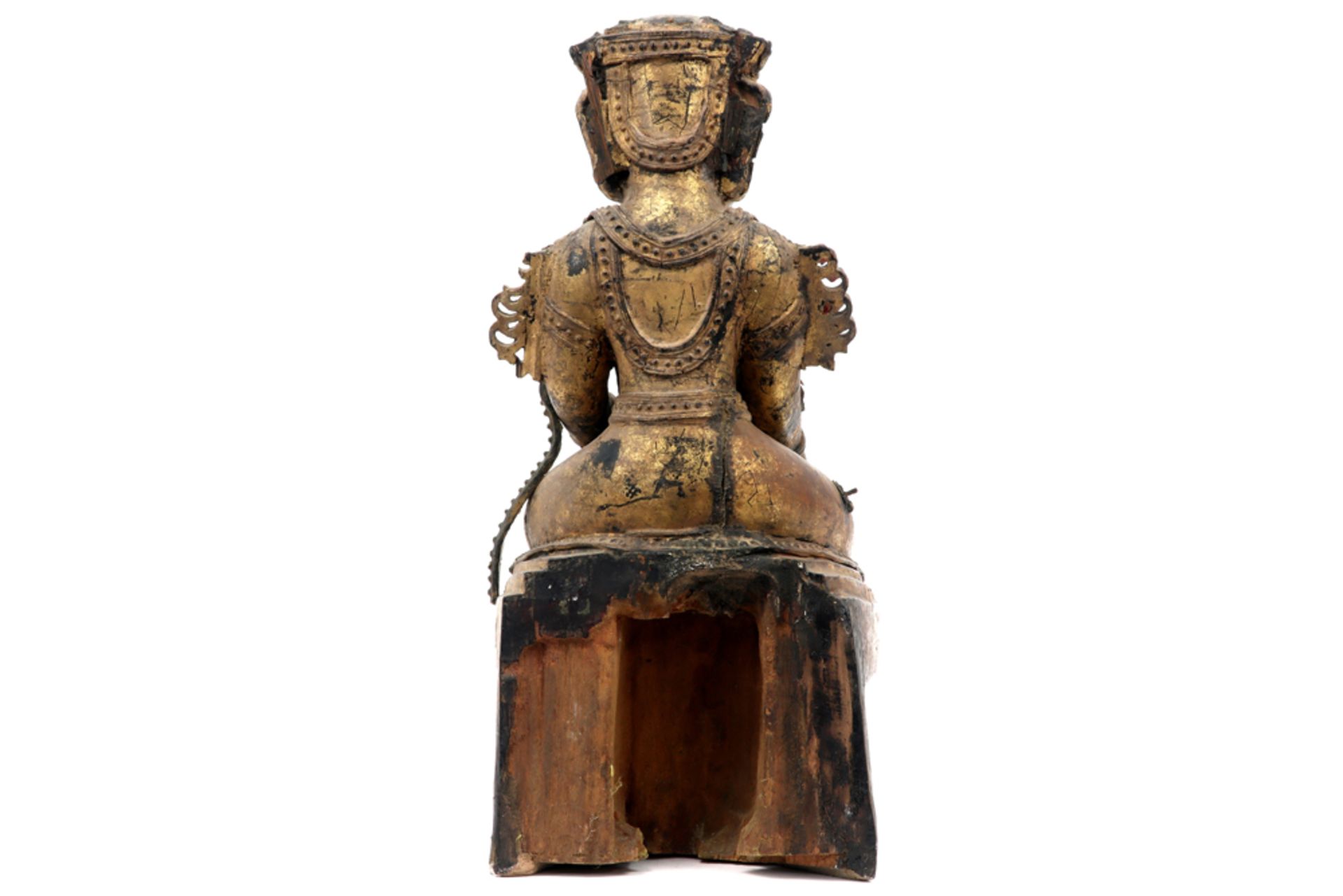 19th Cent. Siamese Rattanakosin period "Buddha" sculpture in gilded wood || THAILAND - RATTAKOSIN - Image 4 of 4