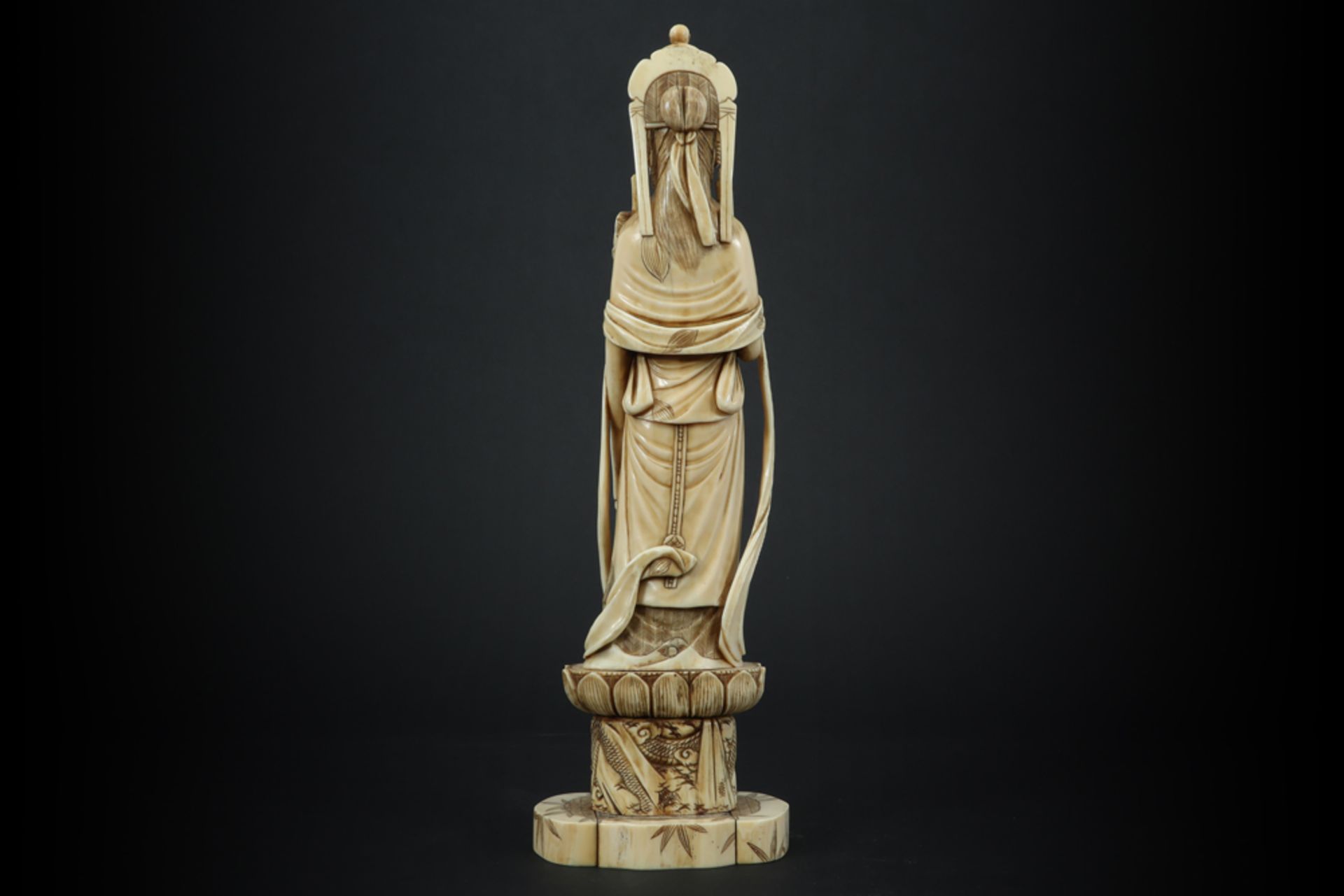 antique Japanese "Quan Yin" sculpture in ivory - with EU CITES certification || Antieke Japanse - Bild 4 aus 6