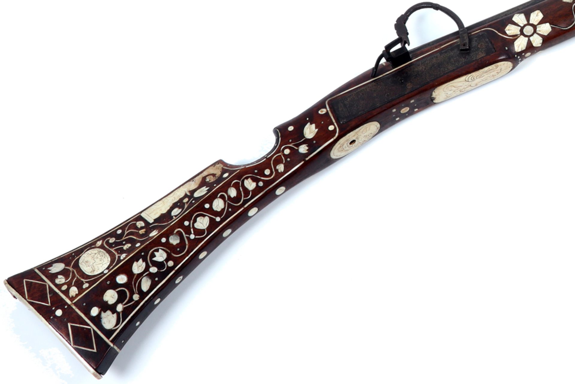 antique Ottoman bone inlaid miquejet musket || Antiek Ottomaans musketgeweer met inleg van been - - Image 2 of 3