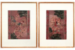 two old Siamese paintings, each with certificate || Lot van twee oude Thaise schilderingen telkens