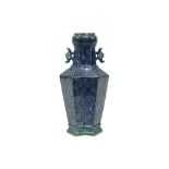 Chinese vase in marked porcelain with a blue and green glaze || Chinese vaas in gemerkt porselein