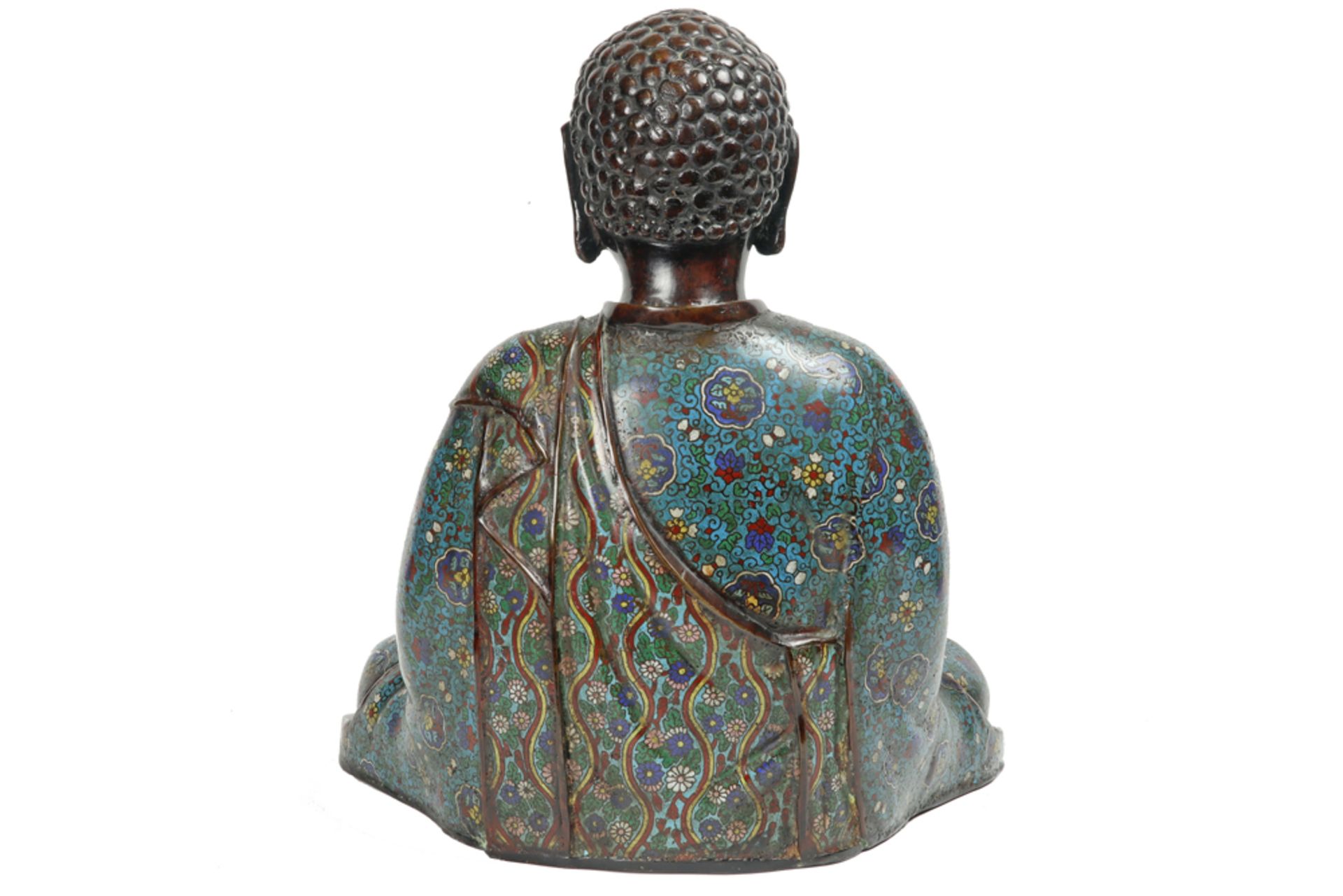 antique presumably Japanese 18th Cent. (Edo period) "Meditating Buddha" sculpture in bronze and - Image 4 of 4