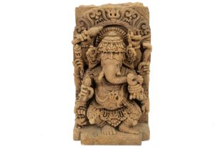 10th/14th Cent. Western Indian Hoysala period "Ganesha" sculpture in red sandstone with a very