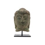 9th Cent. Ancient Java andesite (vulcanic stone) "Buddha head" sculpture || OUD JAVA - 9° EEUW