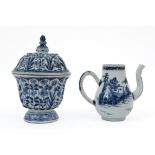 two pieces of 18th Cent. Chinese porcelain with a blue-white dcor : a small jug and a Kang Hsi