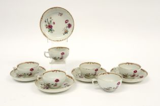 18th Cent. Chinese 11pc teaset (cups and saucers) in porcelain with Famille Rose decor with