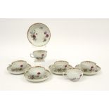 18th Cent. Chinese 11pc teaset (cups and saucers) in porcelain with Famille Rose decor with
