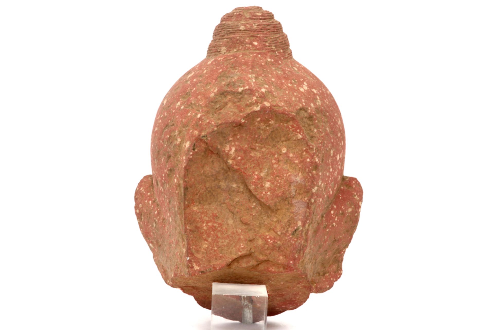 2nd/3rd Indian Uttar Pradesh Kushan period "Gautam Siddharta head" sculpture in red sandstone with a - Image 3 of 3