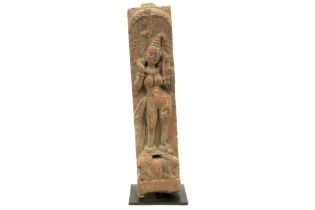 2nd Cent. BC till 2nd Cent. Indian Kushan period red sandstone sculpture depicting a Yaksha, this