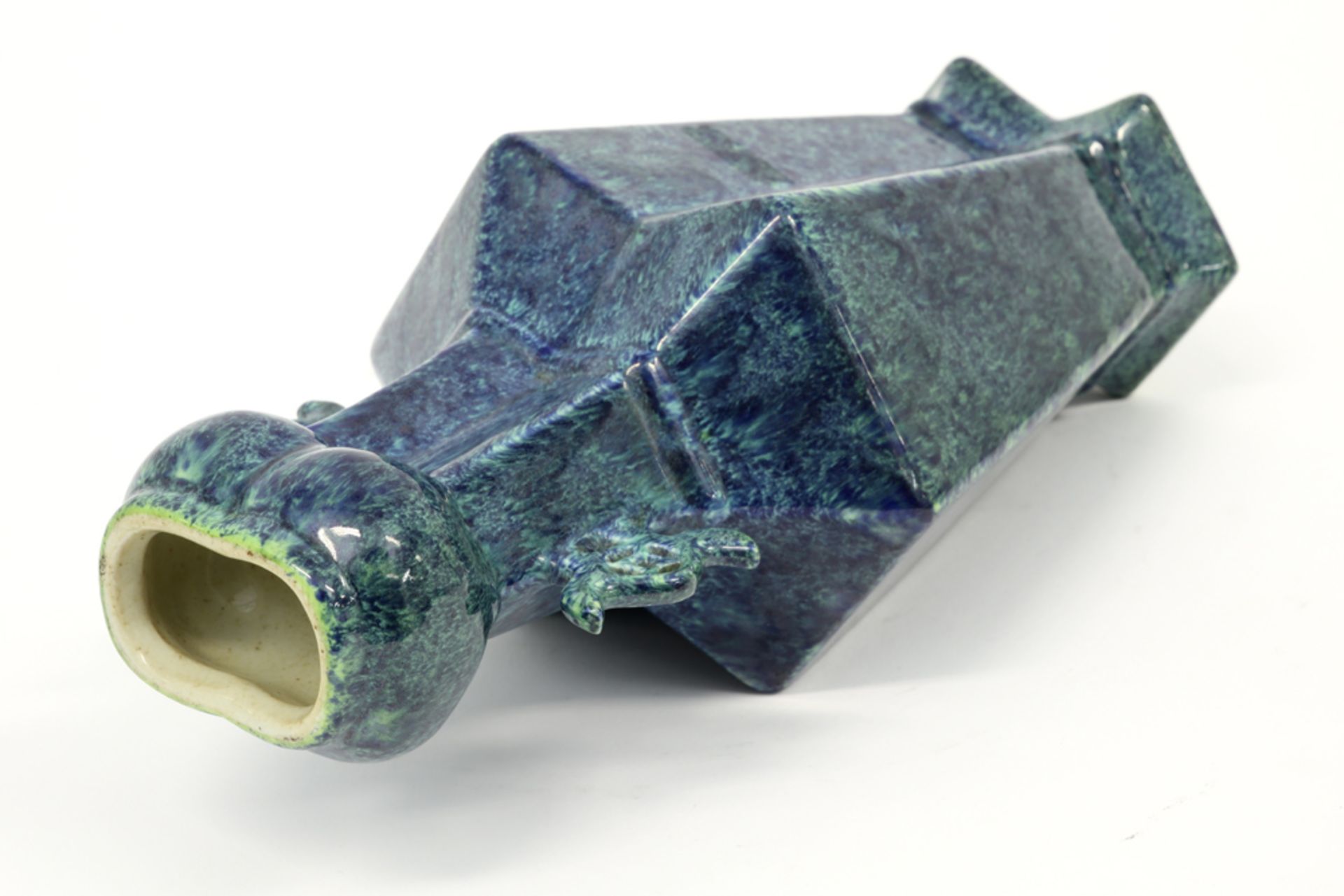 Chinese vase in marked porcelain with a blue and green glaze || Chinese vaas in gemerkt porselein - Bild 3 aus 4