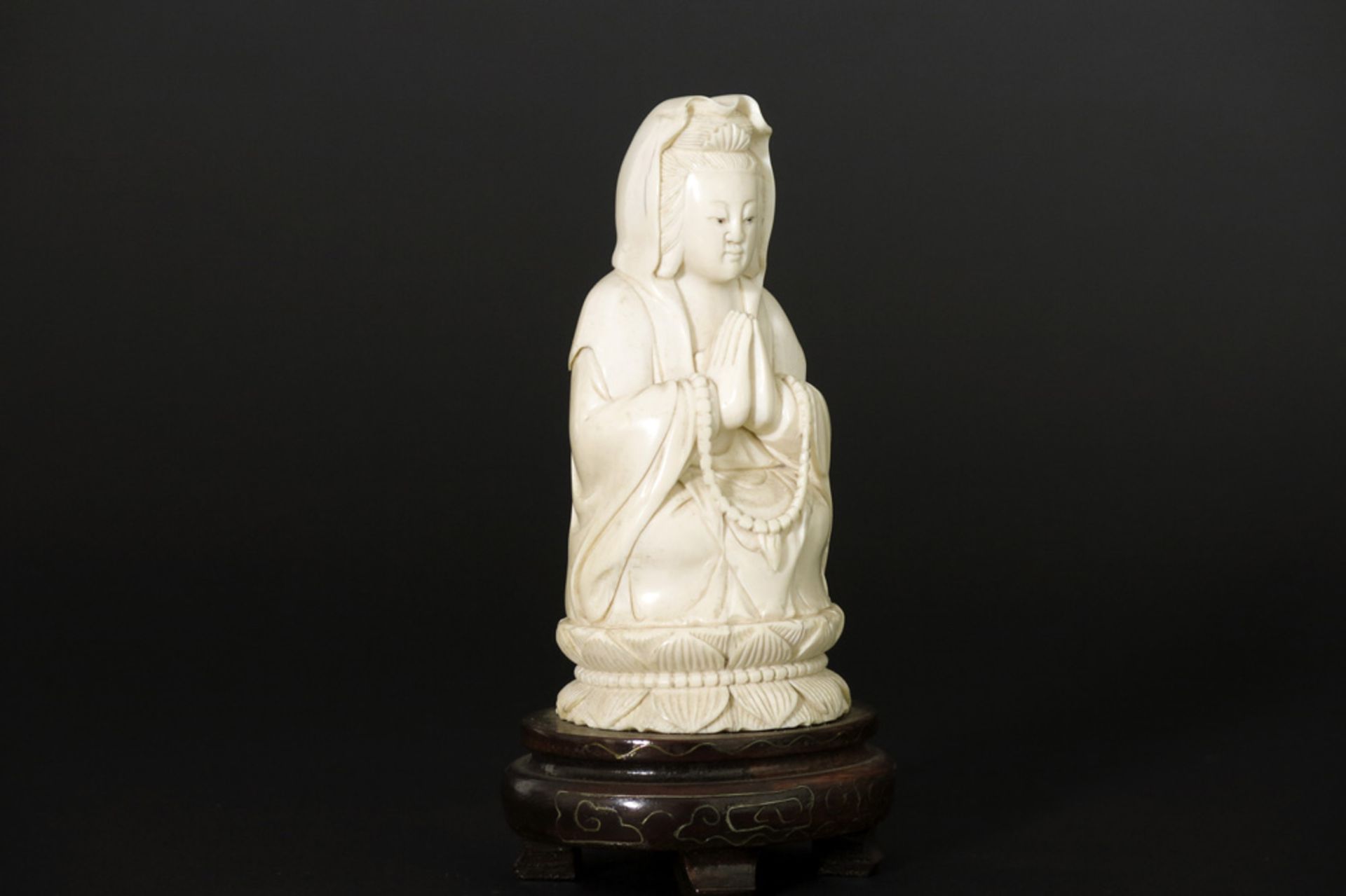 old Chinese "Buddha" sculpture in ivory - with EU CITES certification || Oude Chinese sculptuur in - Bild 4 aus 4