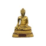 18th/19th Cent. Siamese "Buddha" sculpture in bronze with original and well preserved gilding ||