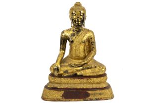 18th/19th Cent. Siamese "Buddha" sculpture in bronze with original and well preserved gilding ||