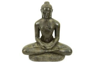 presumably 15th/16th Cent. Indian Jain sculpture in black marble depicting a non-identifiable