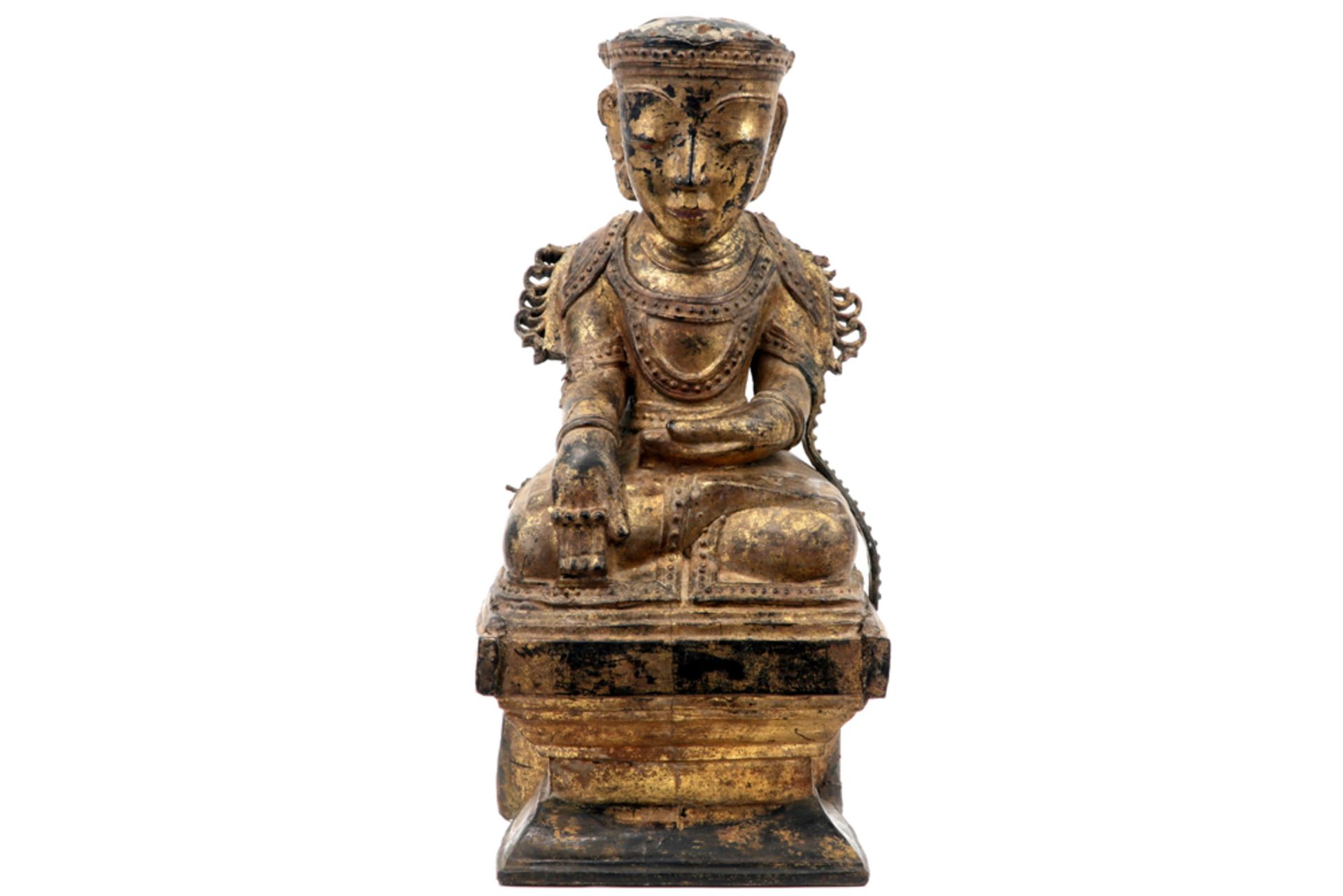 19th Cent. Siamese Rattanakosin period "Buddha" sculpture in gilded wood || THAILAND - RATTAKOSIN