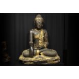 19th Cent. Burma Manday period because of the big sizes quite rare "Buddha" sculpture in lacquered