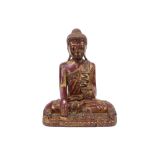 early 20th Cent. Burmese Mandalay style "Buddha" sculpture in lacquered wood with gilding || '