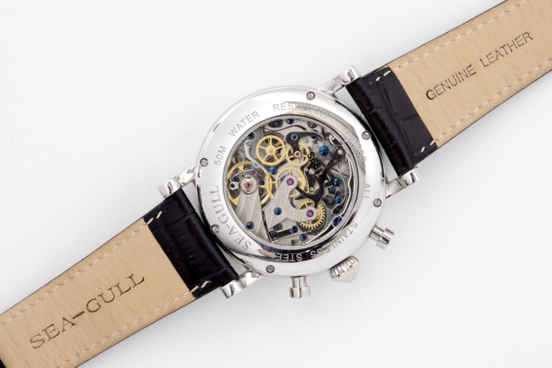 completely original "Seagull" marked mechanic wristwatch in steel with a "Venus 175" work & with - Bild 2 aus 4