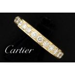 Cartier signed ring in yellow gold (18 carat) with ca 1,10 carat of top quality brilliant cut