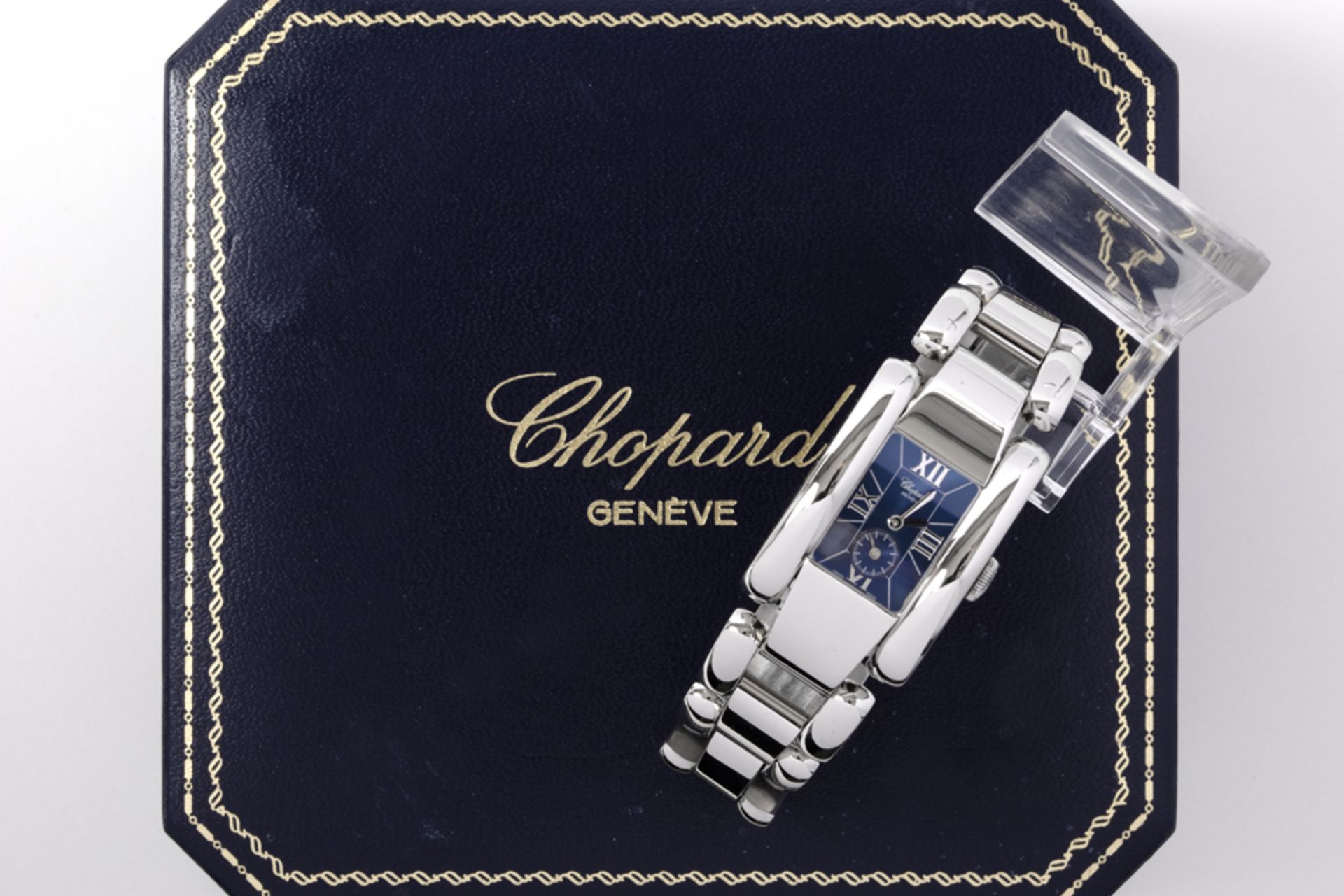 Chopard signed completely original "La Strada" quartz ladies' wristwatch in steel with a blue face - - Bild 3 aus 4
