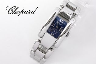 Chopard signed completely original "La Strada" quartz ladies' wristwatch in steel with a blue face -