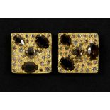 pair of earrings in yellow gold (18 carat) with more then 2,50 carat of Smokey Topaz and ca 1
