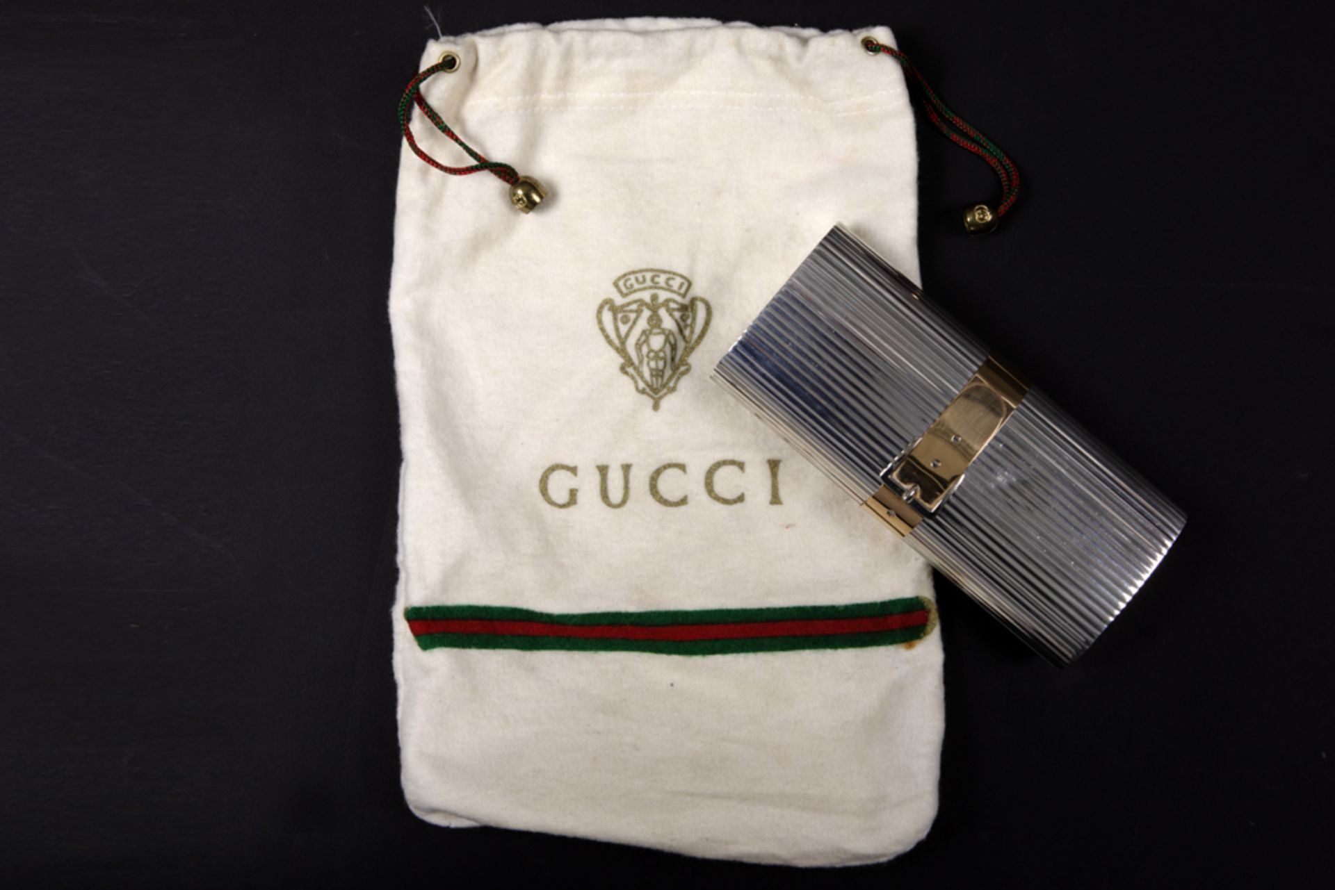 Gucci signed vintage evening purse in marked silver and marked yellow gold (18 carat) with typical - Bild 6 aus 6
