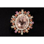 very nice, handmade, unique ring in pink gold (18 carat) with an oval ca 3,50 carat morganite