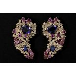 unique pair of handmade earrings in pink gold (18 carat) with ca 3 carat of rare Iolite, ca 1,50