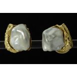 Monhof signed pair of earrlings with a unique typical lost wax design in yellow gold (18 carat) each