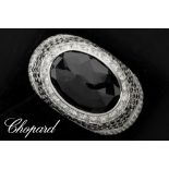 Chopard numbered and signed ring in white gold (18 carat) with a central big black sapphire, black