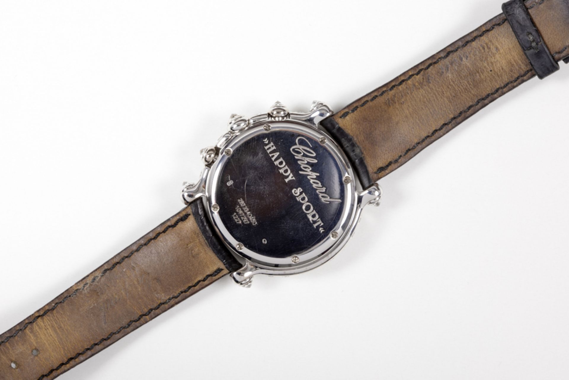 completely original Chopard marked quartz chrono "Happy Sports Diamond" wristwatch in white gold (18 - Bild 3 aus 5