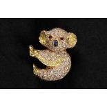 nineties' cute "Koala" brooch in pink, yellow and white gold (18 carat) with ruby (eyes),