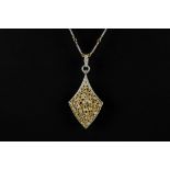 superb pendant with its necklace in yellow and white gold (18 carat) with ca 12 carat of white (G)