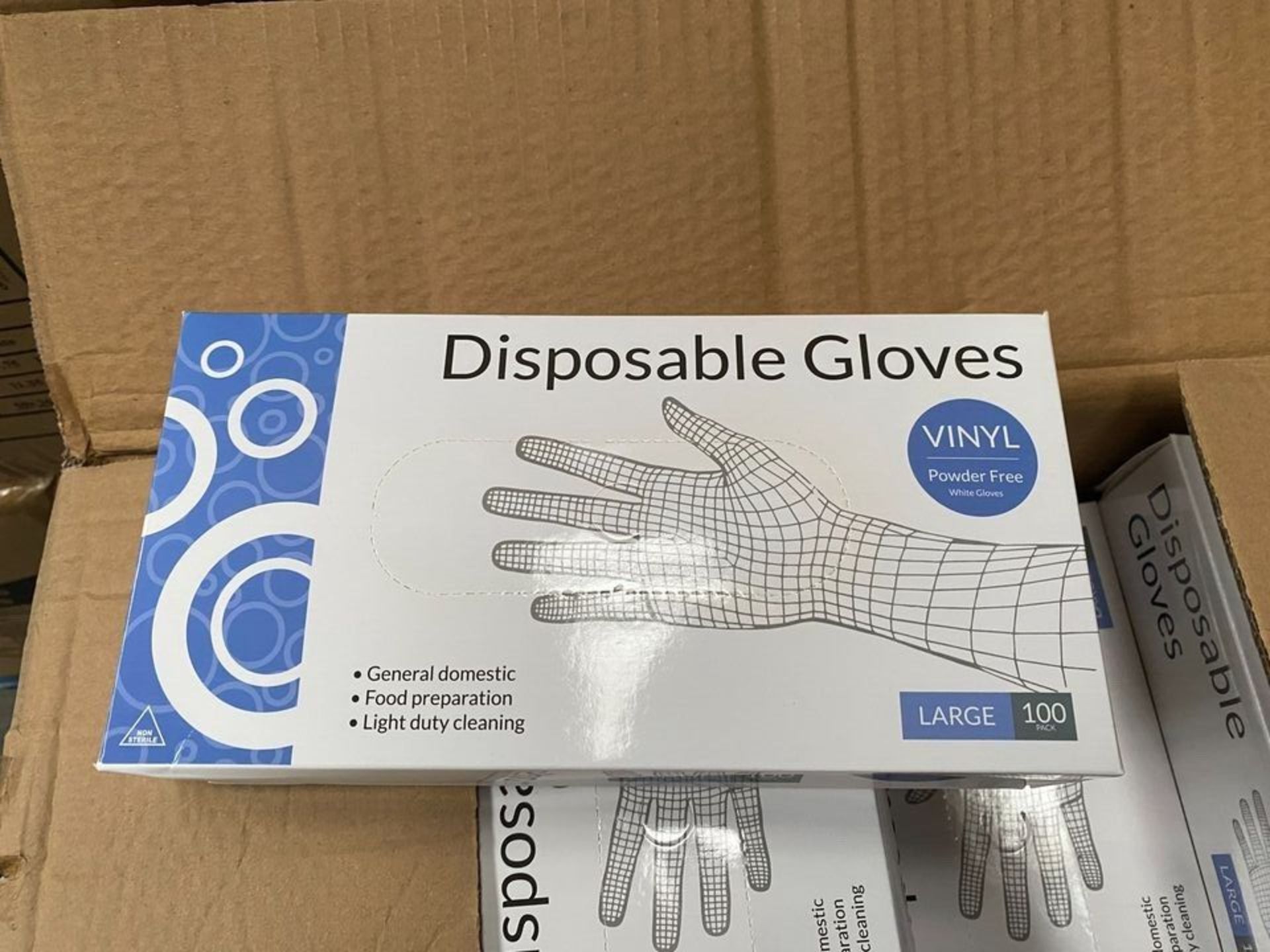 X40 BOXES OF 100 VINYL POWDER FREE LARGE DISPOSABLE WHITE GLOVES RRP £240