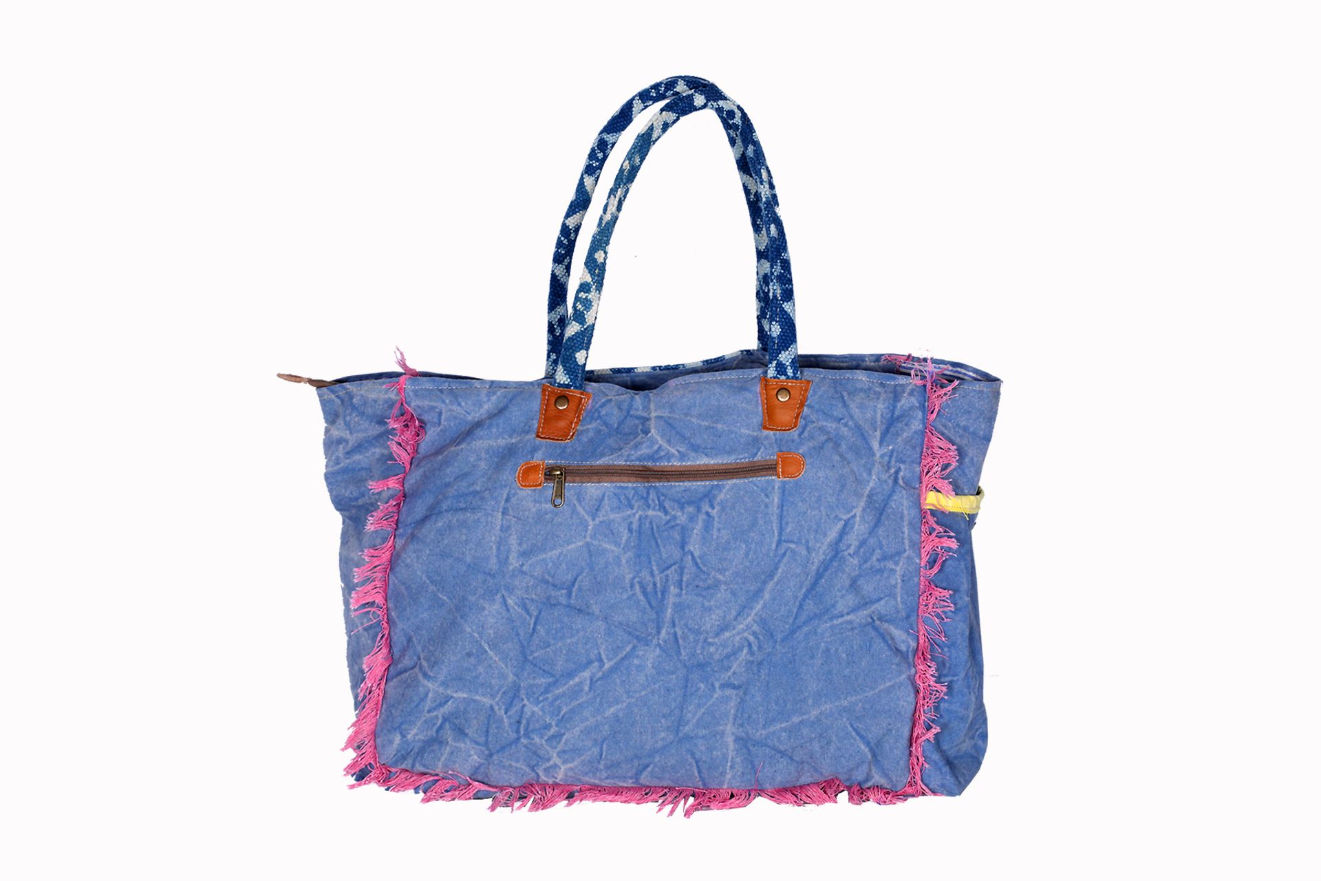 10 X HDB00725 - COTTON DHURRI LEATHER HAND BAGS AND TOTE BAGS - Image 3 of 3