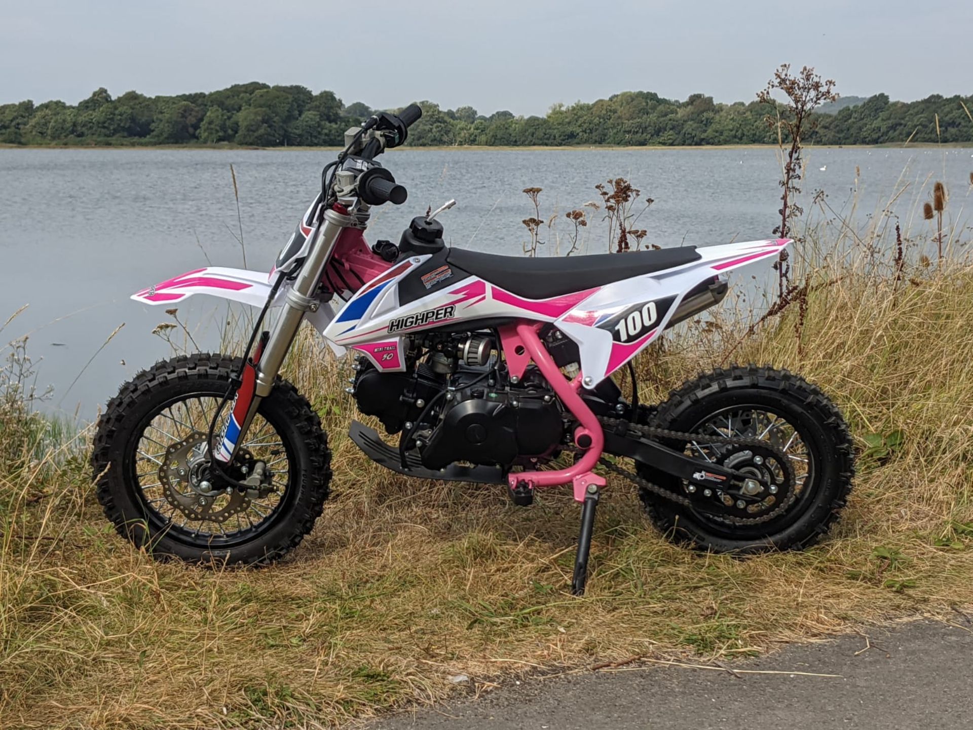 MBO 70cc Pit Bike with Larger 10" Wheels and Electric start 2022 Version - Pink - Image 3 of 4