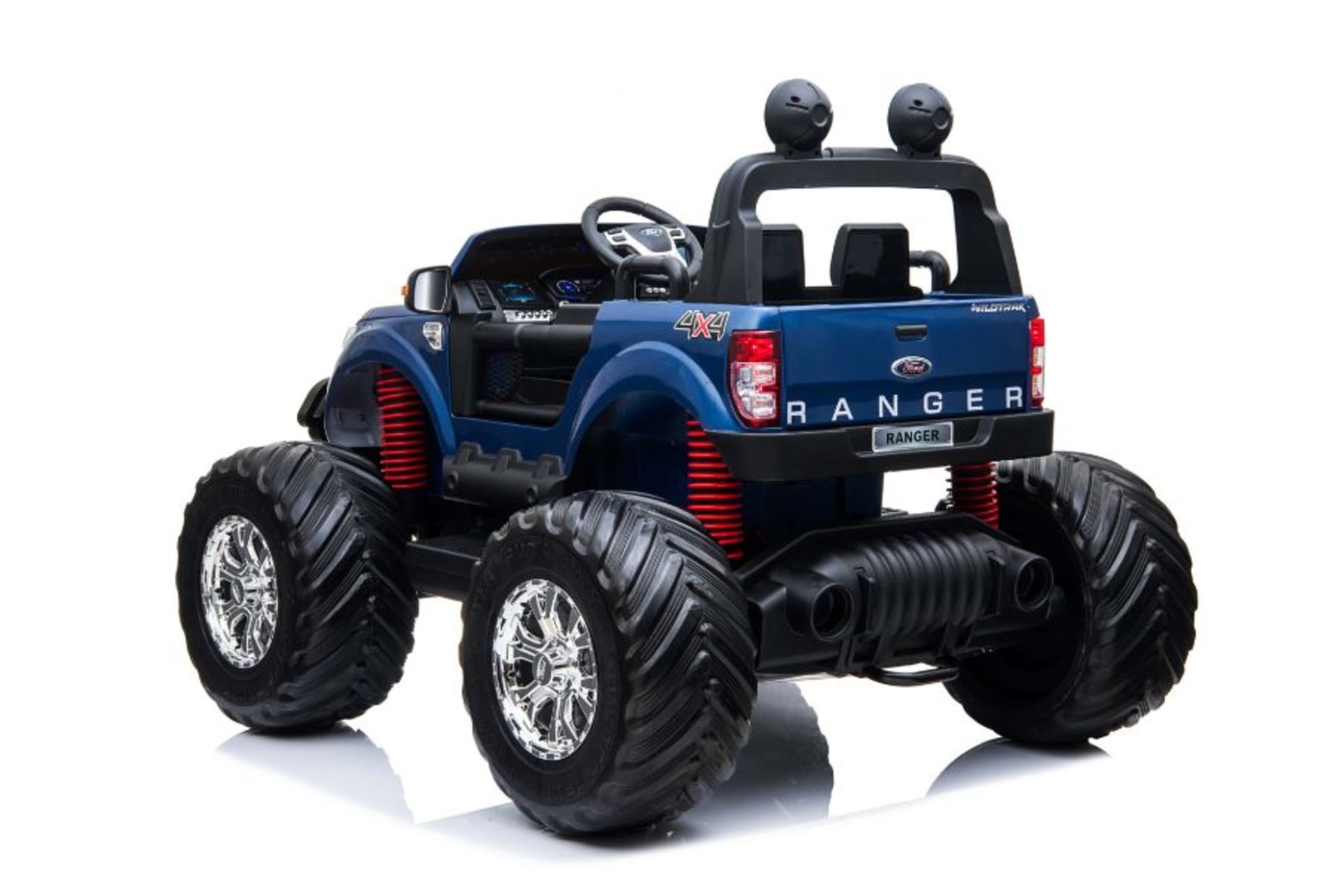 Ride On Fully Licenced Ford Ranger Monster Truck 12v with Parental Remote Control - Blue - Image 5 of 8