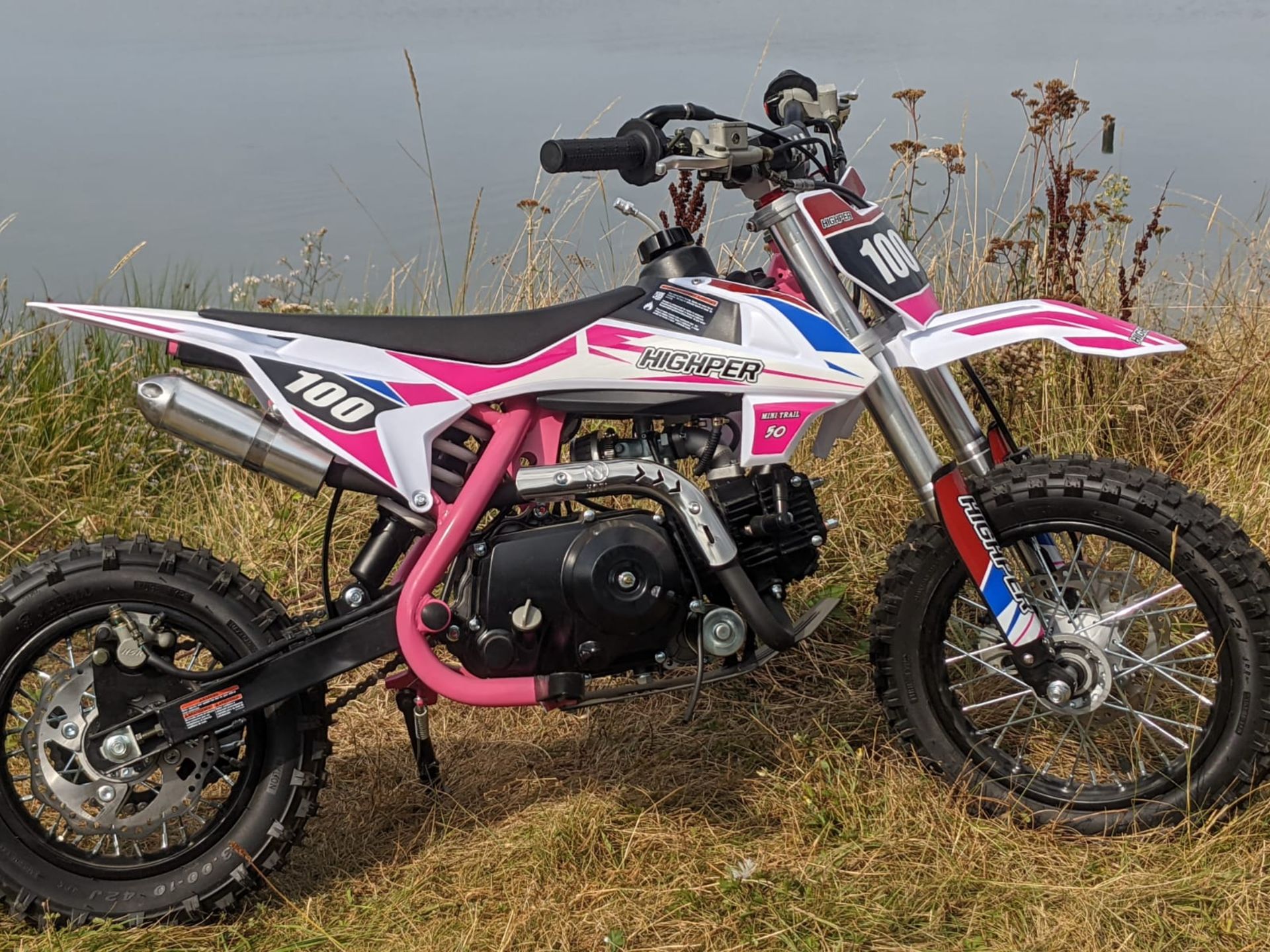 MBO 70cc Pit Bike with Larger 10" Wheels and Electric start 2022 Version - Pink - Image 3 of 4