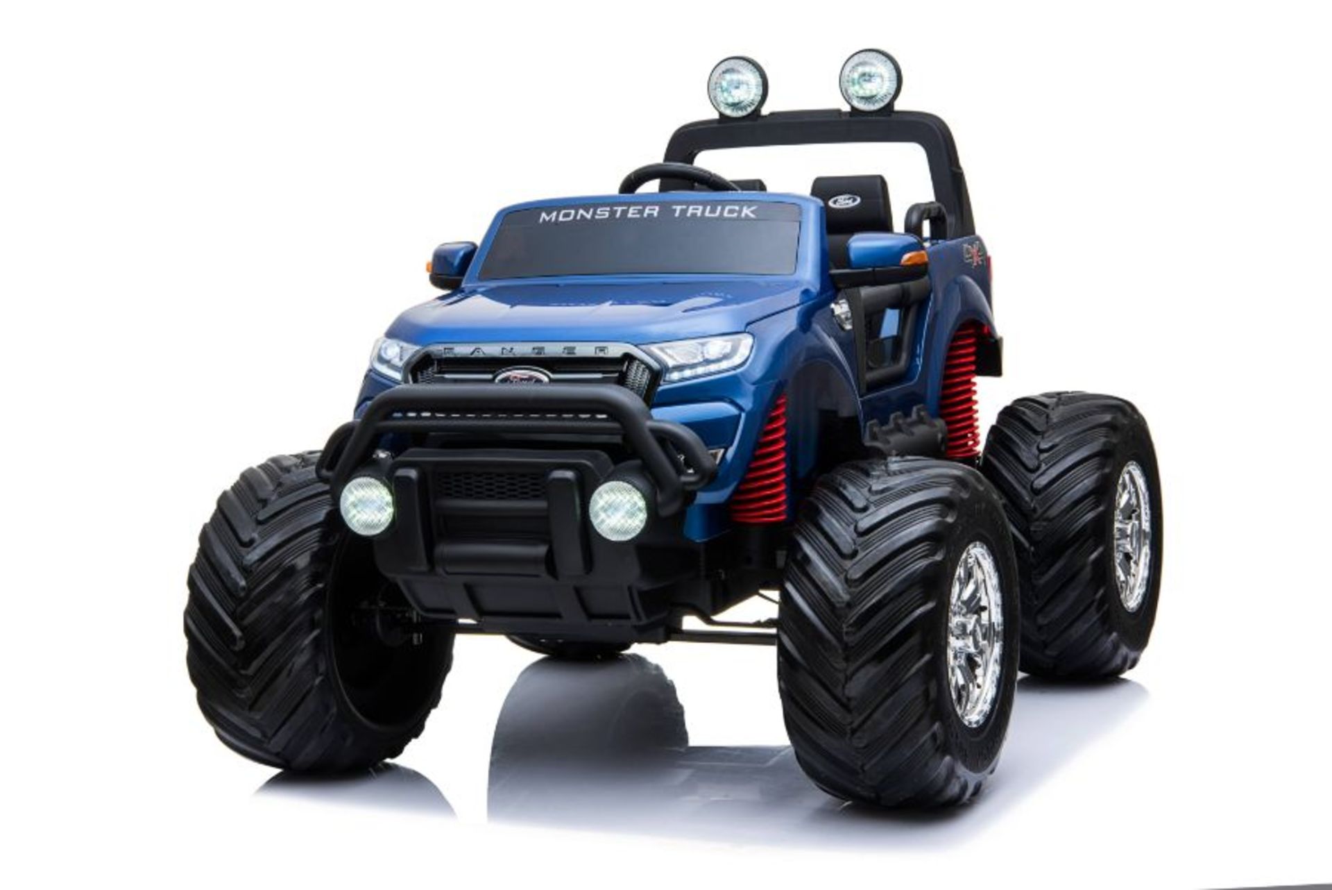 Ride On Fully Licenced Ford Ranger Monster Truck 12v with Parental Remote Control - Blue