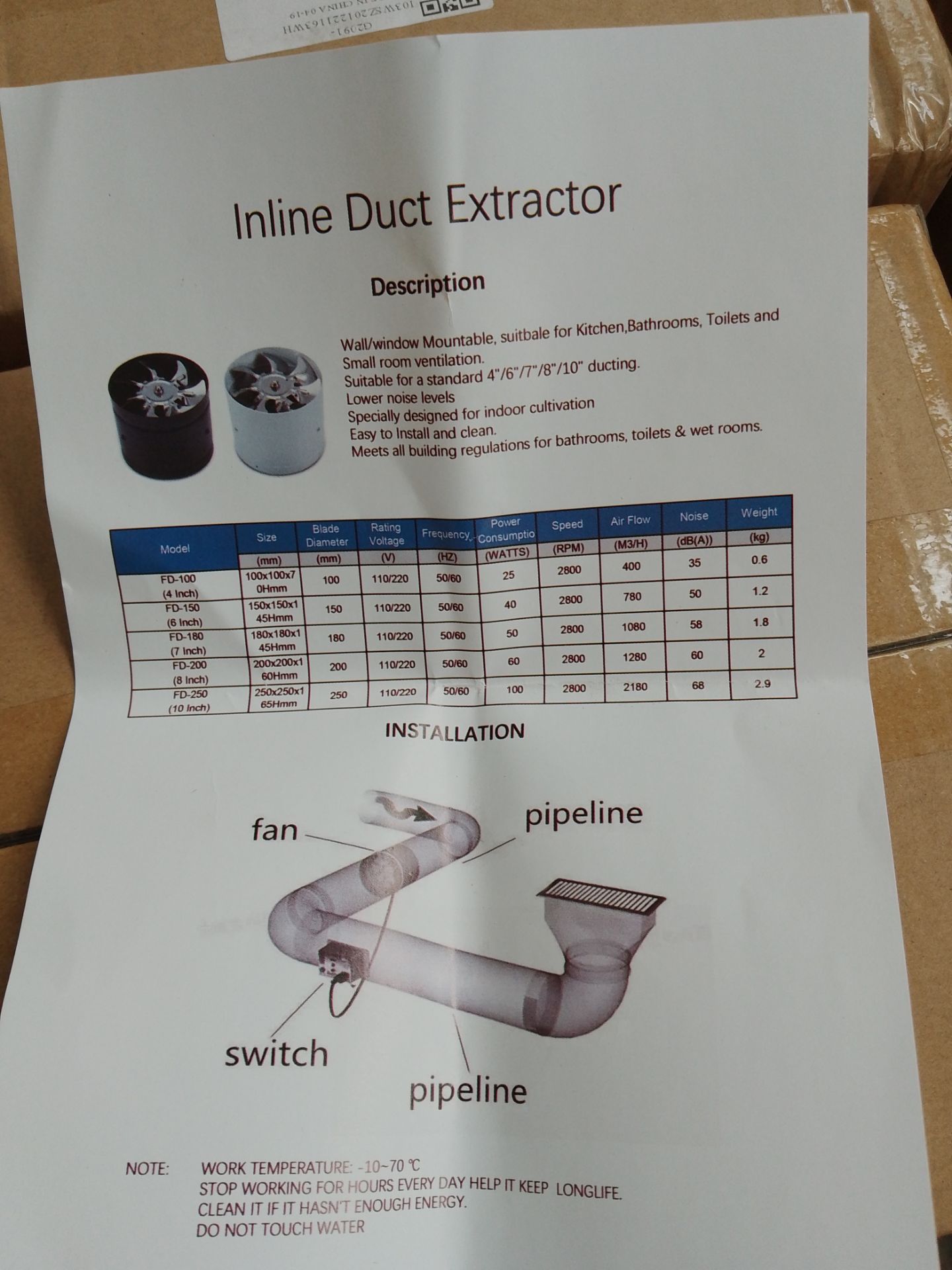 1 pallet of 60x High Efficiency and energy saving fans, 10x Hairpin legs & 29x Inline Duct Extractor - Image 3 of 3