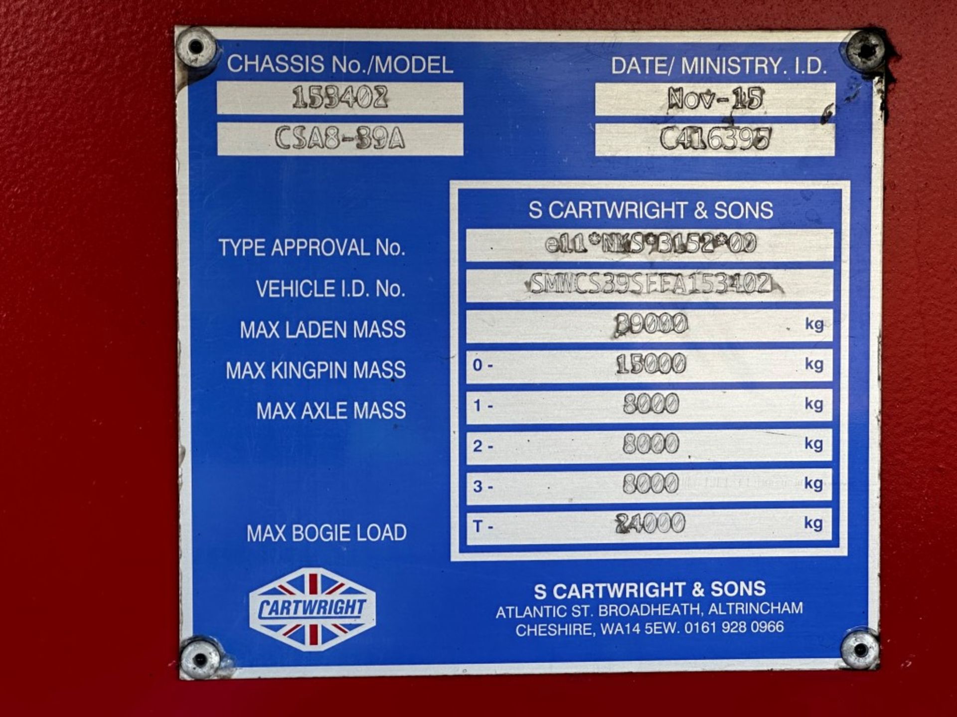 2015 CARTWRIGHT 4556MM CURTAINSIDE TRAILER *CHOICE OF 10* - Image 15 of 15