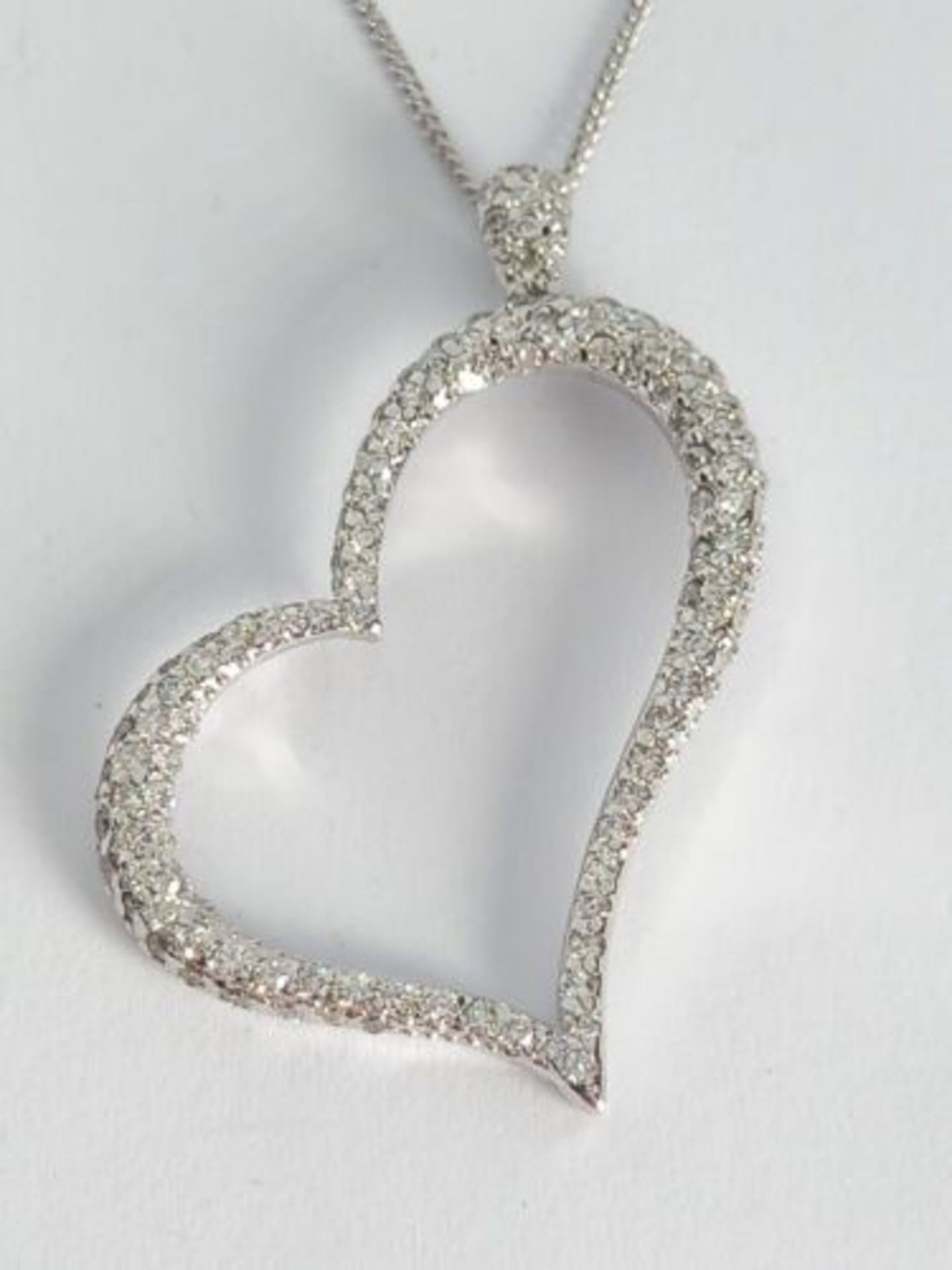 1CT DIAMOND BIG HEART PENDANT/WHITE GOLD TIFFANY'S STILE