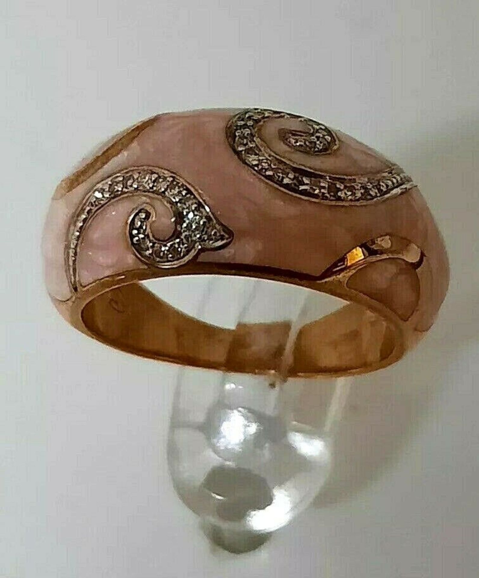 CERAMIC & 0.10CT DIAMONDS RING/PINK ROSE SILVER - Image 3 of 9