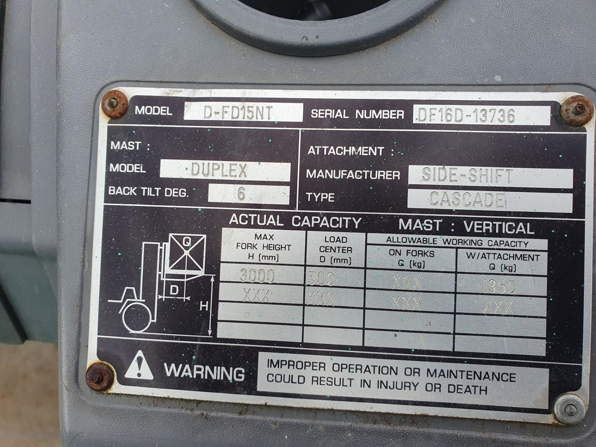 MITSUBISHI DIESEL FORKLIFT.1500KG CAPACITY WITH SHORT MAST - Image 7 of 10